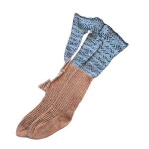 Tall Boot Socks Tassle waffle knit detail